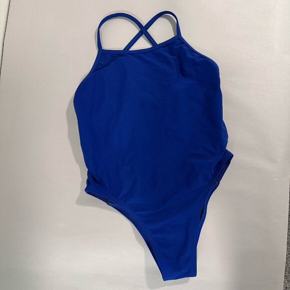 JOLYN 28 SOREN 2 Cobalt Blue Solid Tie Back Swimsuit One Piece LN - Picture 2 of 4